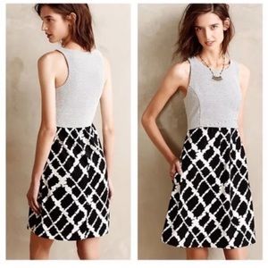 NWT Tabitha Anthro Aleida Black/White Textured Knee Length Sleeveless Dress 0